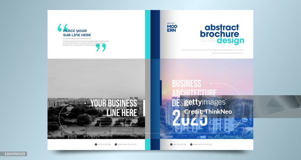 Abstract a4 brochure cover design. Text frame surface. Urban city view font. Blue, green, white title sheet model. Creative vector front page.