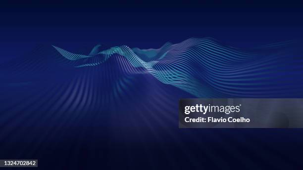 ground mesh terrain in blue, cyan and purple - dark blue background stockfoto's en -beelden