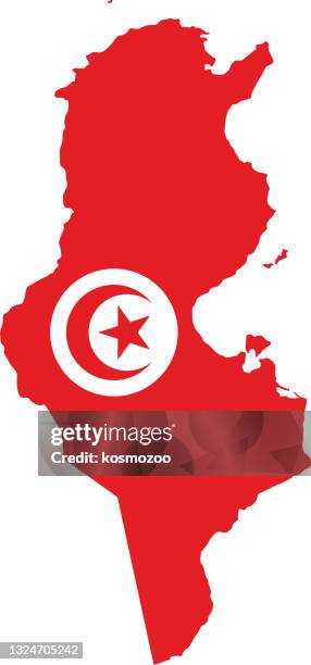 tunisia flag map - tunisia stock illustrations
