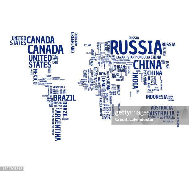 world map countries' names - world map with countries stock illustrations