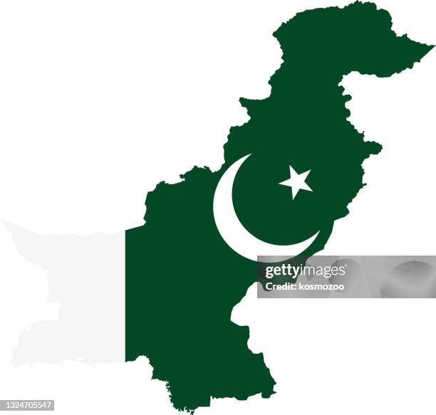 pakistan flag map - pakistani flag stock illustrations
