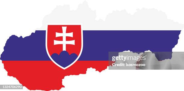 slovakia flag map - slovakia stock illustrations