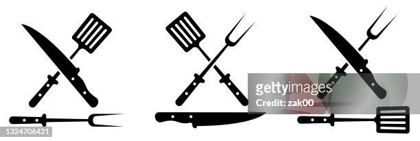 bbq utensil - kitchen knife stock illustrations