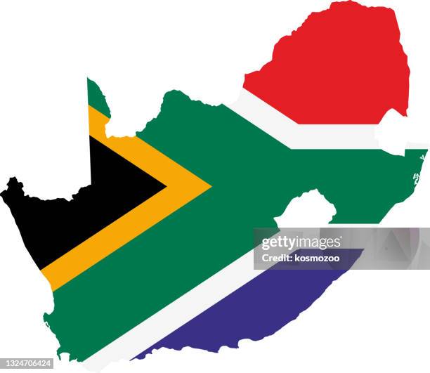 south africa flag map - south africa map stock illustrations