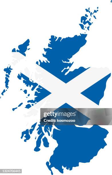 scotland flag map - saltire stock illustrations