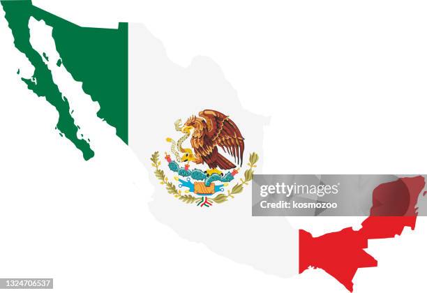mexico flag map - mexico border stock illustrations