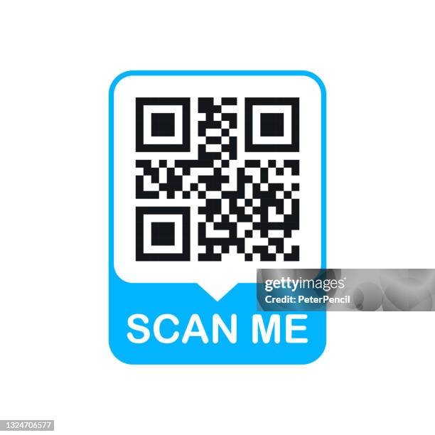 ilustraciones, imágenes clip art, dibujos animados e iconos de stock de etiqueta de escaneo de código qr. icono escanear código qr. escanéame texto. ilustración vectorial. - qr