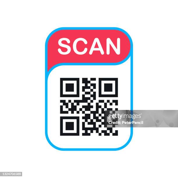 qr code scan label. scan qr code icon. scan me text. vector illustration. - scan me stock illustrations