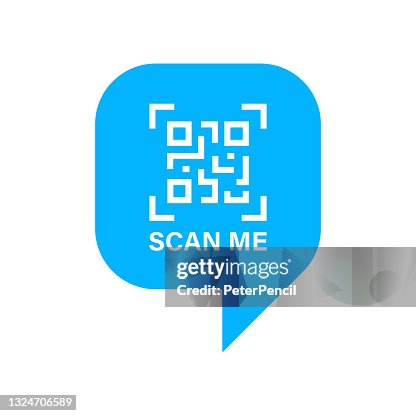 QR Code Scan Label. Scan QR Code icon. Scan Me Text. Speech Bubble. Vector illustration. QR Code Scan Label. Scan QR Code icon. Scan Me Text. Speech Bubble. Vector illustration.