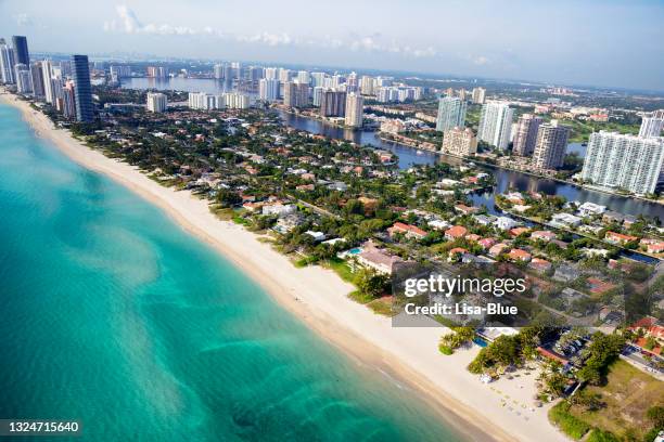 miami aerial view. - south beach stock pictures, royalty-free photos & images