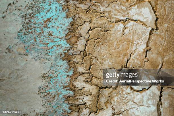 sol fissuré - sel minéraux photos et images de collection