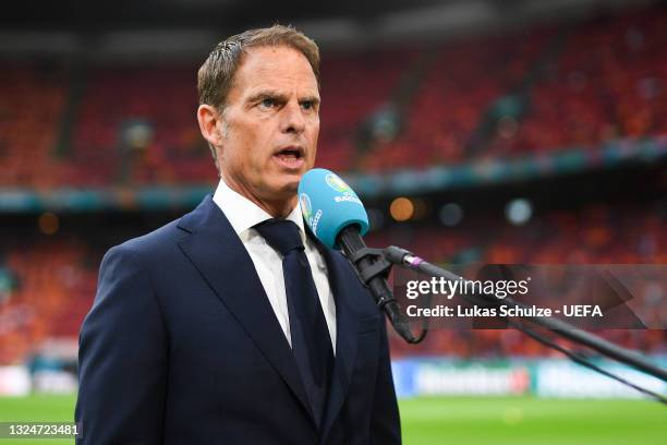 Frank de Boer, Head Coach of Netherlands is interviewed prior to the UEFA Euro 2020 Championship Group C match between North Macedonia and The...
