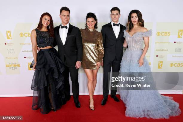 In this image released on June 21, Courtney Hope, Darin Brooks, Heather Tom, Tanner Novlan, and Jacqueline MacInnes Wood attend the 48th Annual...