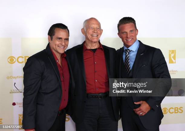 In this image released on June 21, Maurice Benard, Max Gail, and Steve Burton attend the 48th Annual Daytime Emmy Awards at Associated Television...