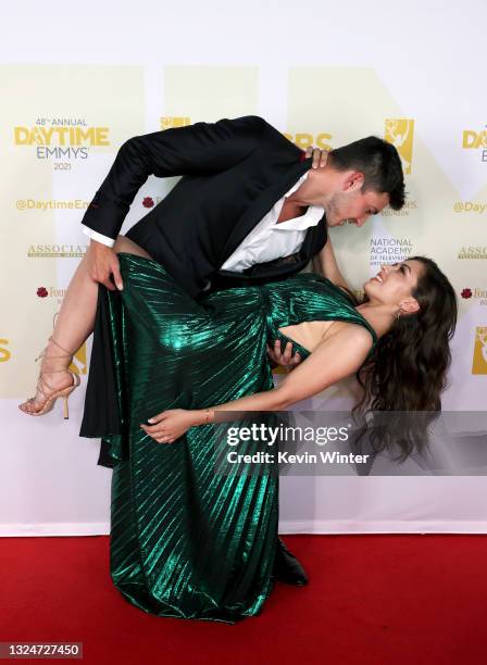 In this image released on June 21, Robert Scott Wilson and Victoria Konefal attend the 48th Annual Daytime Emmy Awards at Associated Television Int'l...
