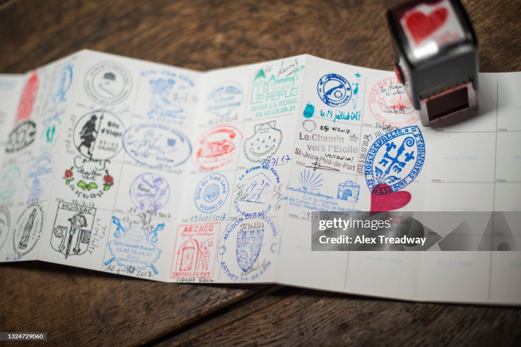 A Camino de Santiago passport card
