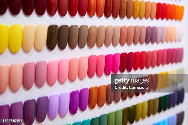 multi-colored nails palette - toenail stock pictures, royalty-free photos & images