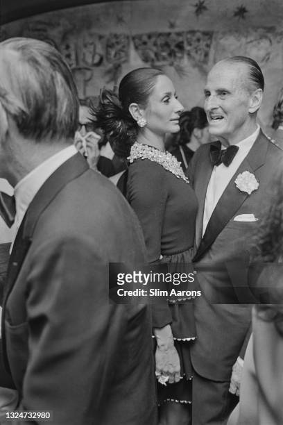 Prince Serge Obolensky and the Duchess of Feria, Nati Abascal, during the Le Bal Blanc Gala at the St. Regis hotel, New York City, 1969.