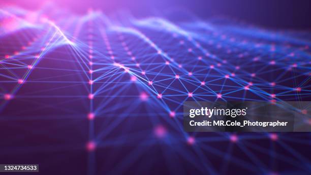 3d rendering futuristic abstract background for blockchain and cryptocurrency concept - wire mesh fotografías e imágenes de stock