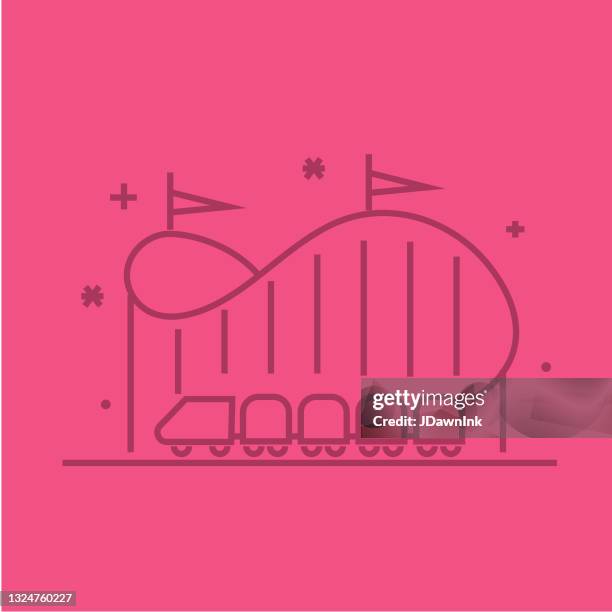 carnival amusement park and fair rollercoaster ride thin line icon set - editable stroke - rollercoaster stock illustrations
