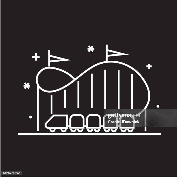 carnival amusement park and fair rollercoaster ride thin line icon set - editable stroke - rollercoaster stock illustrations