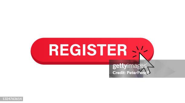 register button and cursor. vector stock illustration - computer mouse stock illustrations