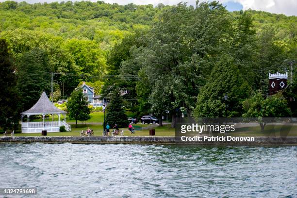 dreamland park, north hatley, quebec, canada - lake massawippi stock pictures, royalty-free photos & images