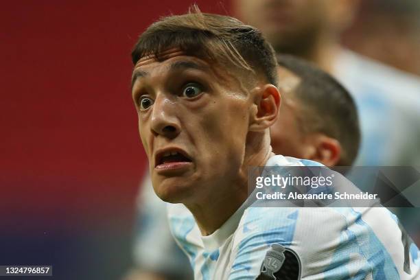 Nahuel Molina of Argentina reacts during a group A match between Argentina and Paraguay as part of Conmebol Copa America Brazil 2021 at Mane...