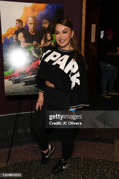 Personality/singer Chiquis Rivera attends Fast & Furious 9 at Regal LA Live: A Barco Innovation Center on June 21, 2021 in Los Angeles, California.
