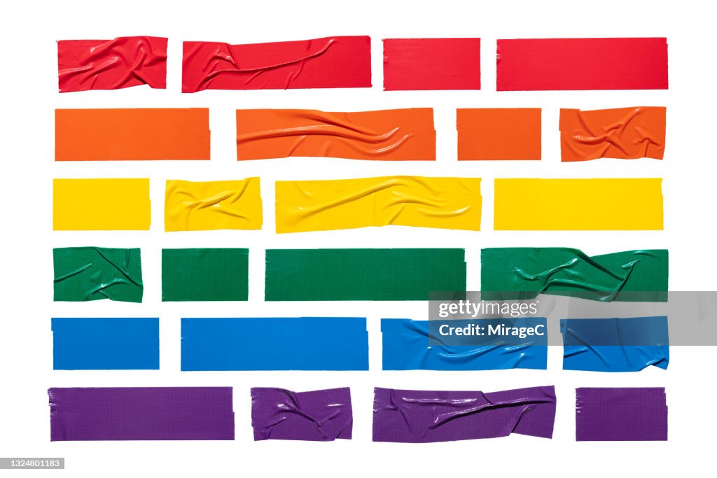 Rainbow Duct Tape Stripes Isolated on White