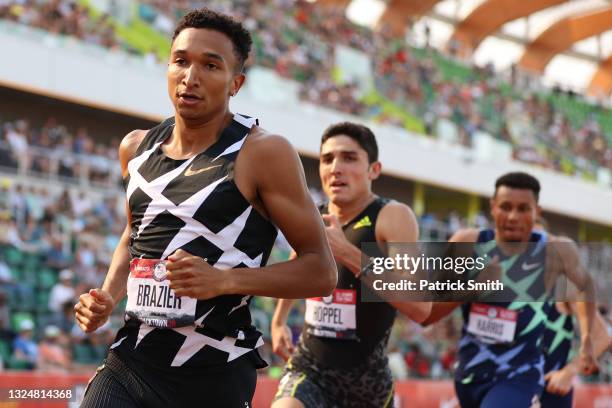 Donavan Brazier competes in the Men's 800 Meters Final during day four of the 2020 U.S. Olympic Track & Field Team Trials at Hayward Field on June...