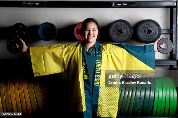Kiana Elliott poses for a photo during the Australian Olympic Weightlifting team selection announcement for the Tokyo 2020 Games at the Sleeman...