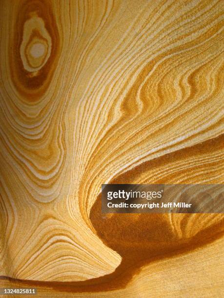 banded patterns in a sandstone outcrop - cliff texture stockfoto's en -beelden