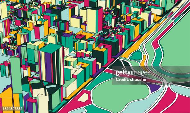 bunte illustration stil stadt modellbau, central park von new york stadt, usa - central park manhattan stock-grafiken, -clipart, -cartoons und -symbole