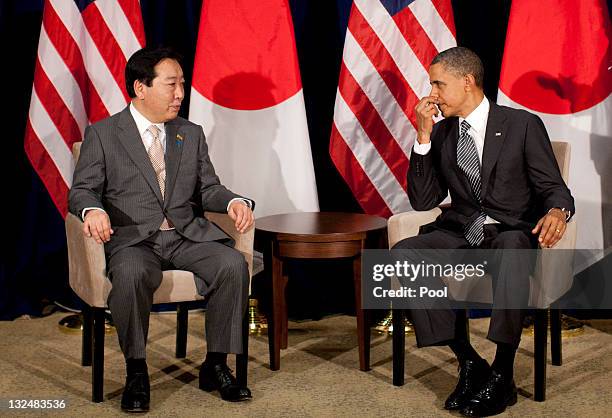 United States President Barack Obama meets with Japanese Prime Minister Yoshihiko Noda during the Asia-Pacific Economic Cooperation at the Hale Koa...