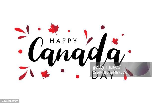 canada day schriftzug auf weißem hintergrund. vektor - canada day stock-grafiken, -clipart, -cartoons und -symbole