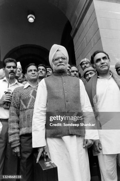 Finance Minister Manmohan Singh before budget presentation on March 15, 1995.