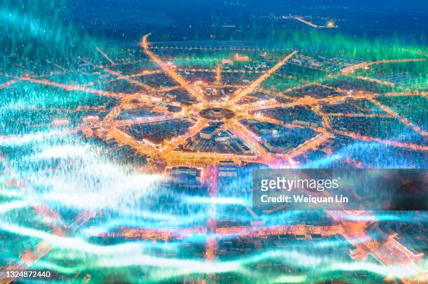 composite image of urban big data communication concept - shenzhen stock pictures, royalty-free photos & images