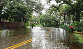 Flooded neighborhood streets in Fort Lauderdale, Florida, USA.