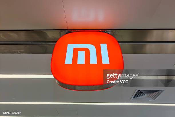 Xiaomi logo is seen at a Xiaomi store on June 22, 2021 in Shanghai, China.