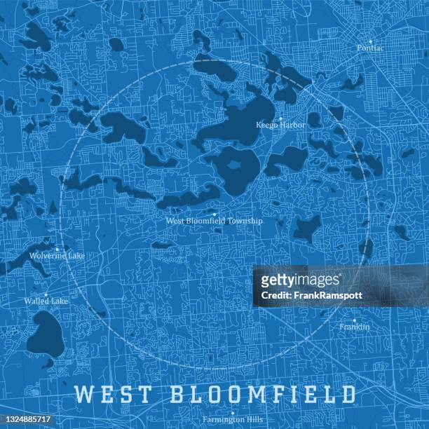 west bloomfield mi city vector road map blue text - bloomfield road stock illustrations