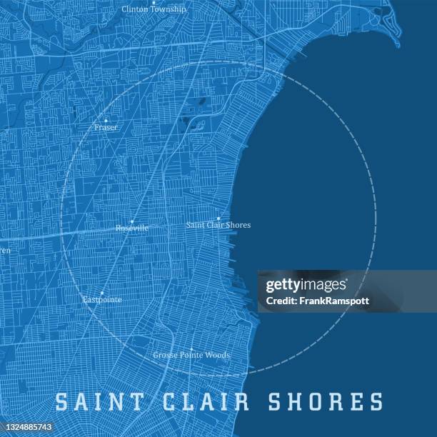 illustrations, cliparts, dessins animés et icônes de saint clair shores mi city vector road map texte bleu - fraser