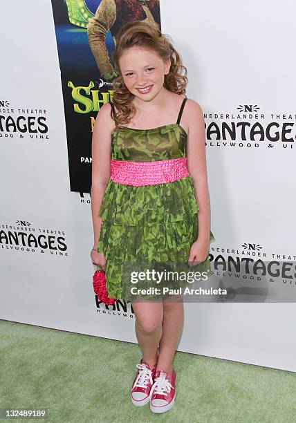 Actress Natalie Alyn Lind arrives at ""Shrek The Musical"" opening night at the Pantages Theatre on July 13, 2011 in Hollywood, California.