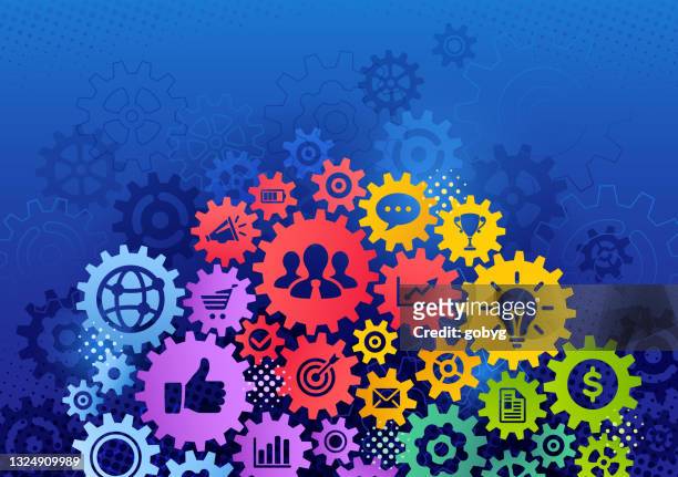 colorful gears business concept - development stock illustrations