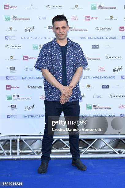 Max Viale of Gatto Ciliegia contro il Grande Freddo attends the Nastri D'Argento 2021 red carpet on June 22, 2021 in Rome, Italy.