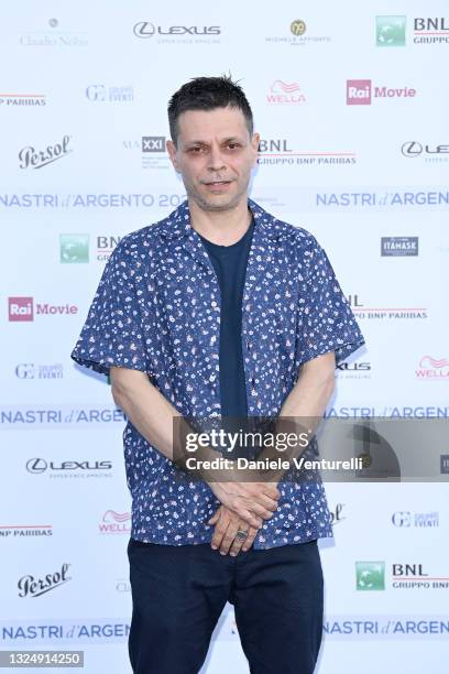 Max Viale of Gatto Ciliegia contro il Grande Freddo attends the Nastri D'Argento 2021 red carpet on June 22, 2021 in Rome, Italy.