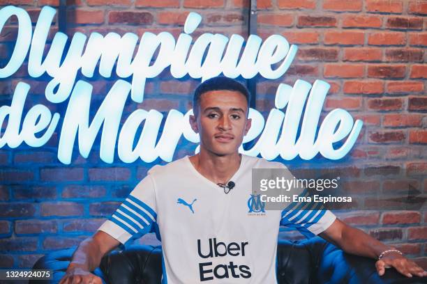 New Olympique de Marseille signing Salim Ben Seghir at Centre Robert-Louis Dreyfus on June 22, 2021 in Marseille, France.