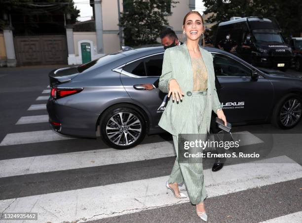 Miriam Leone arrives on the red carpet ahead of Nastri D'Argento on June 21, 2021 in Rome, Italy.