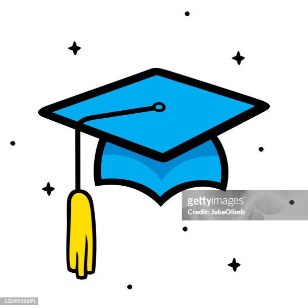 graduation cap doodle 6 - alumni stock illustrations