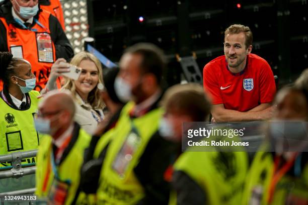 Harry Kane of England with his wife Katie Goodland after his side's 1-0 win during the UEFA Euro 2020 Championship Group D match between Czech...